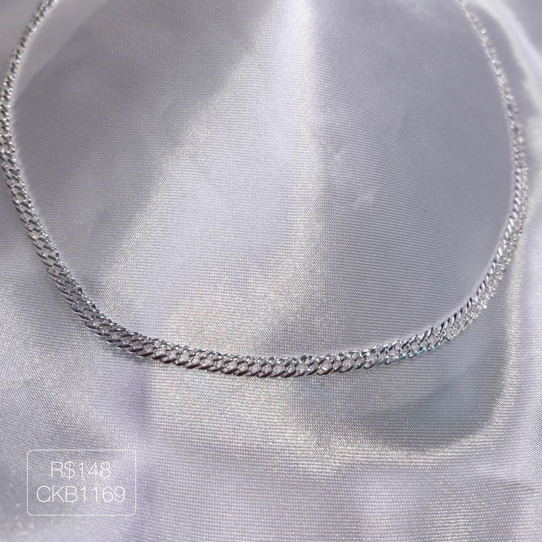 Choker Elo Duplo Lisa Prateada